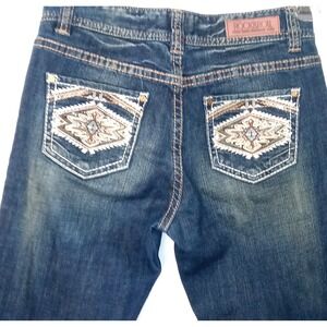 Rock & Roll Riding Boot Cut Jeans Boyfriend Tag 26x34(Act 28x32) pockets embelli